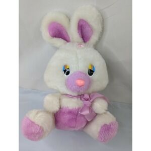 Animal Toy White Rabbit Plush 12 Inch 1983‎ Purple Stuffed Animal Toy